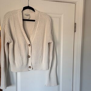 Abercrombie & Fitch Cream Button-Up Cardigan